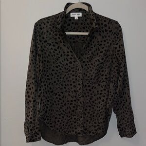 Anthropologie Cloth and Stone Leopard Button-Down Shirt M